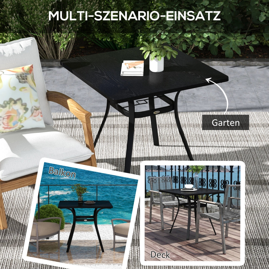 Tavolo esterno per 4 persone; telaio in acciaio; 80L x 80L x 72H cm; nero