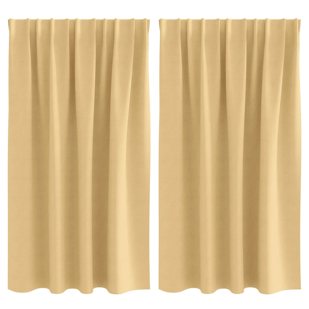 Tende Blackout con Anelli 2 pcs Beige 140 x 140 cm Poliestere 4107423
