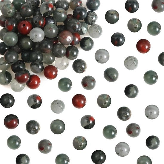 100 Stuks Kralen in Bloedsteen - Edelstenen Ronde 6 mm - Sieraden per Knutselen - Armbanden e Halsketting DIY - Uniche Colori - Sieraden in Edelkralen