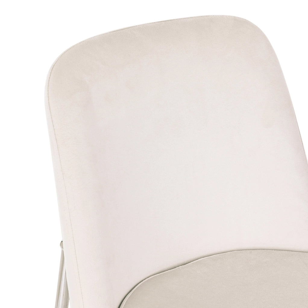 Set di 6 sedie da pranzo in velluto beige con struttura cromata