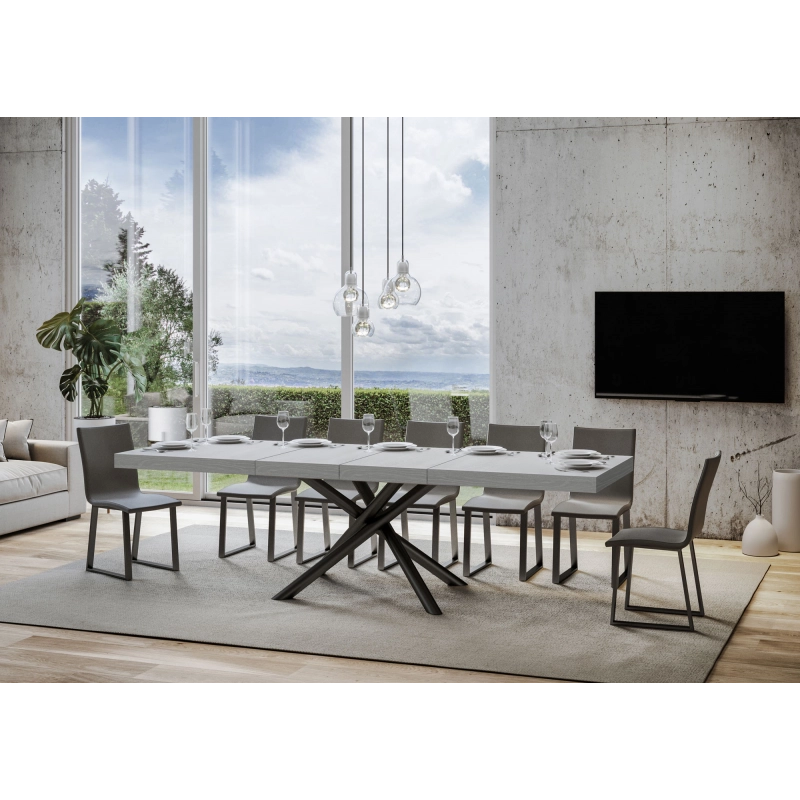 Tavolo allungabile 90x180/284 cm Famas Premium telaio Antracite - Bianco Frassino
