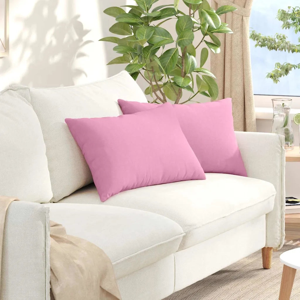 Cuscini da Divano 2 pz | Cuscini per sedie Rosa 60 x 40 cm Tessuto