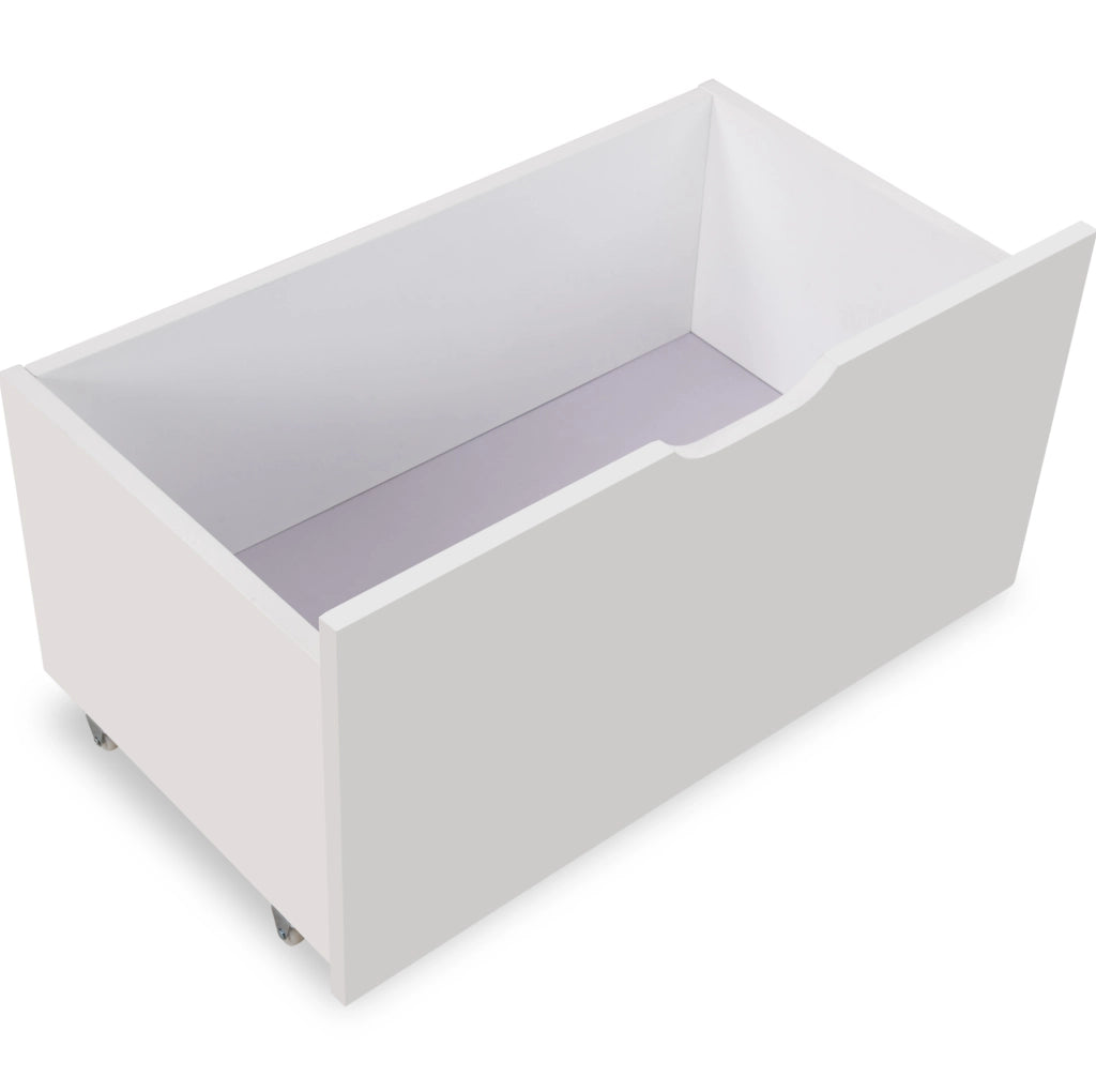 Lettino semialto per bambini 90x190 cm in pino massiccio bianco con cassetti