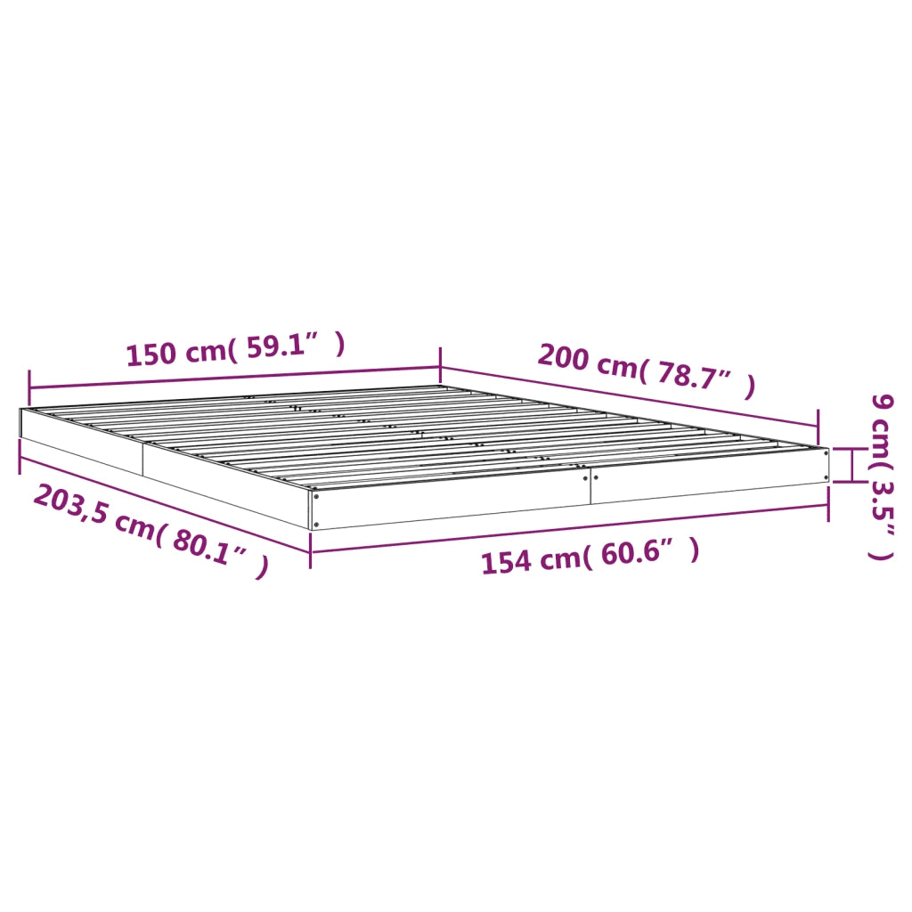 Giroletto senza Materasso Bianco 150x200 cm Legno Massello Pino 823440