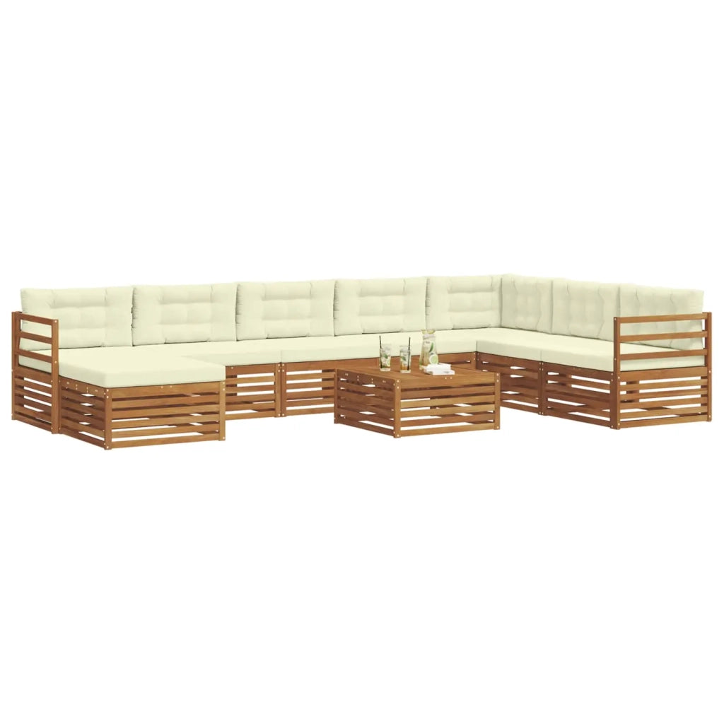 Set di divani da esterno con cuscino 9 pcs Naturale e Crema 3373960