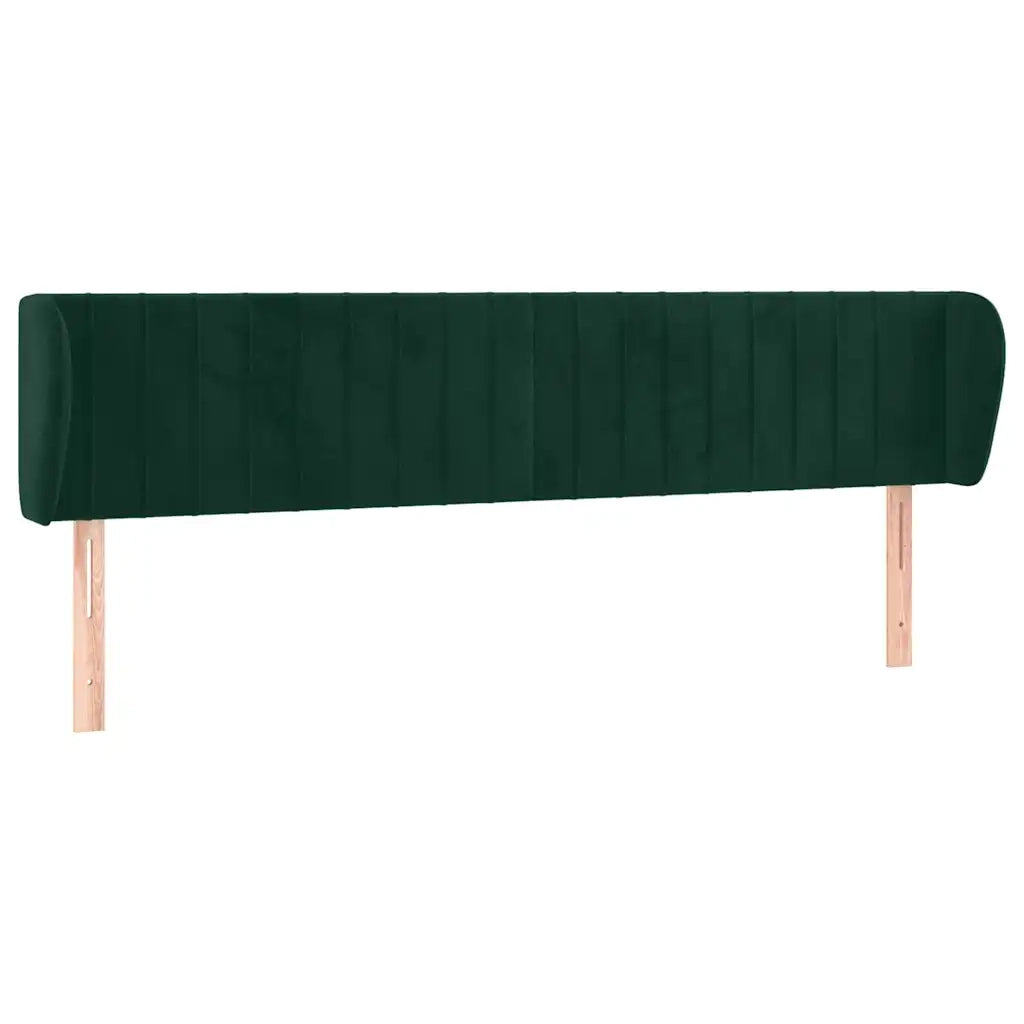 Testiera ad Orecchio-Testata con Orecchie Verde Scuro 183x23x78/88 cm in Velluto 594585