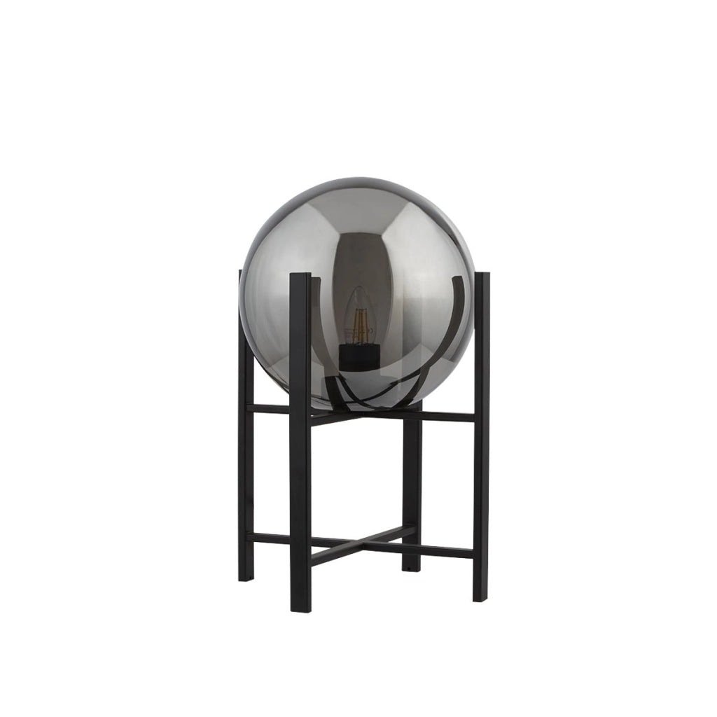 Lampada da tavolo Amsterdam - Metallo nero e vetro fumé
