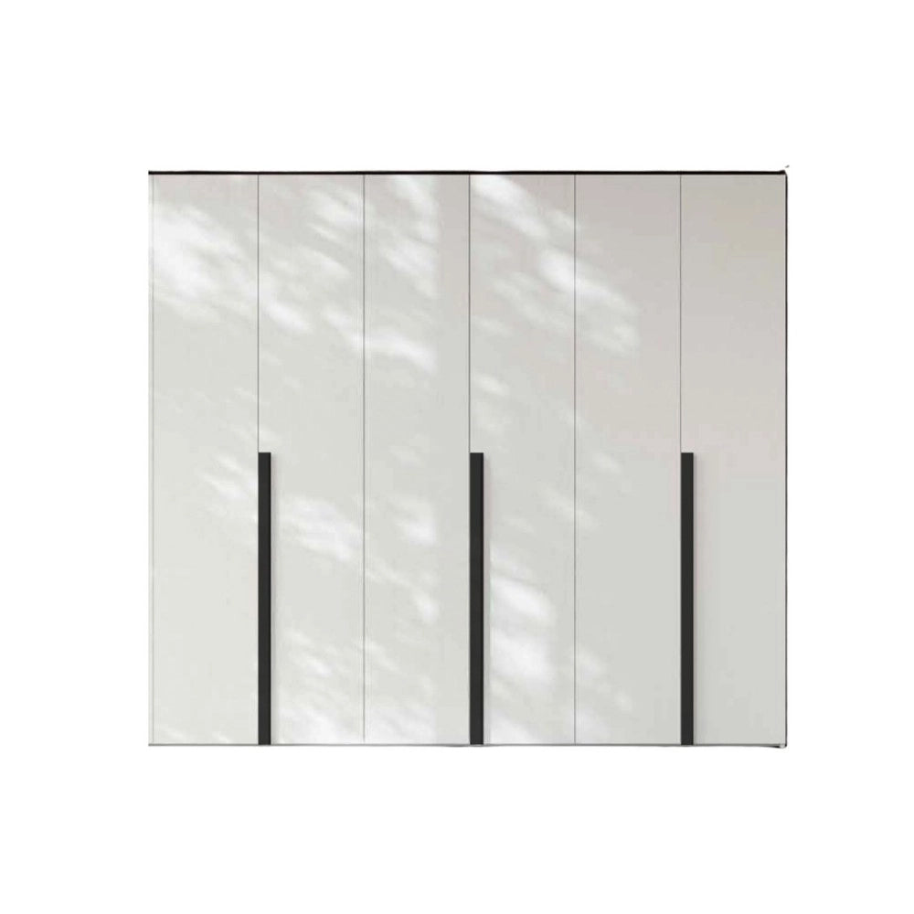 Armadio 6 ante battenti bianco portland e maniglie nero opaco Coco 276x60,3x250h