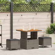 Set da Pranzo da Giardino in 3 Pezzi con Cuscini Grigio in Polyrattan e Acacia