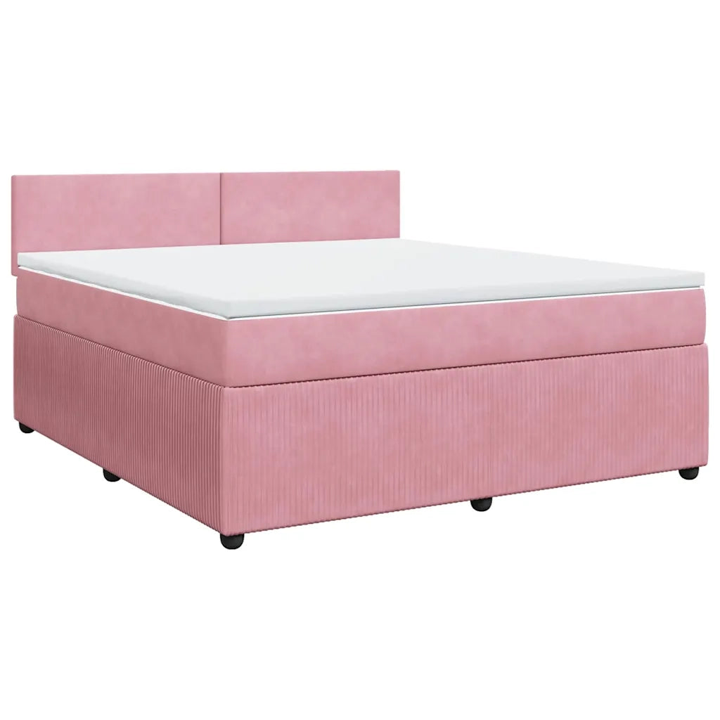 Giroletto a Molle con Materasso Rosa 180x200 cm in Velluto 3290105