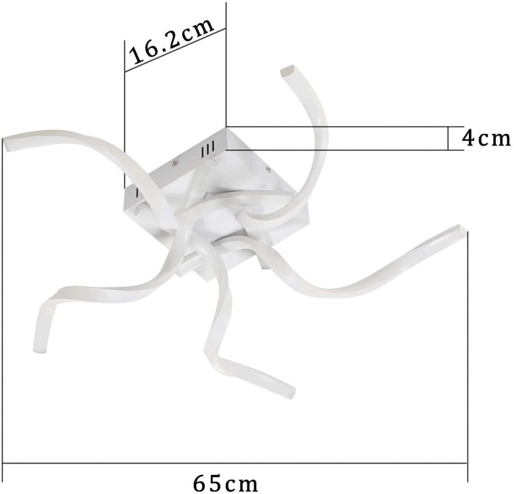 ZMH Lampada da soffitto plafoniera LED moderna 65cm forma onda telecomando per soggiorno