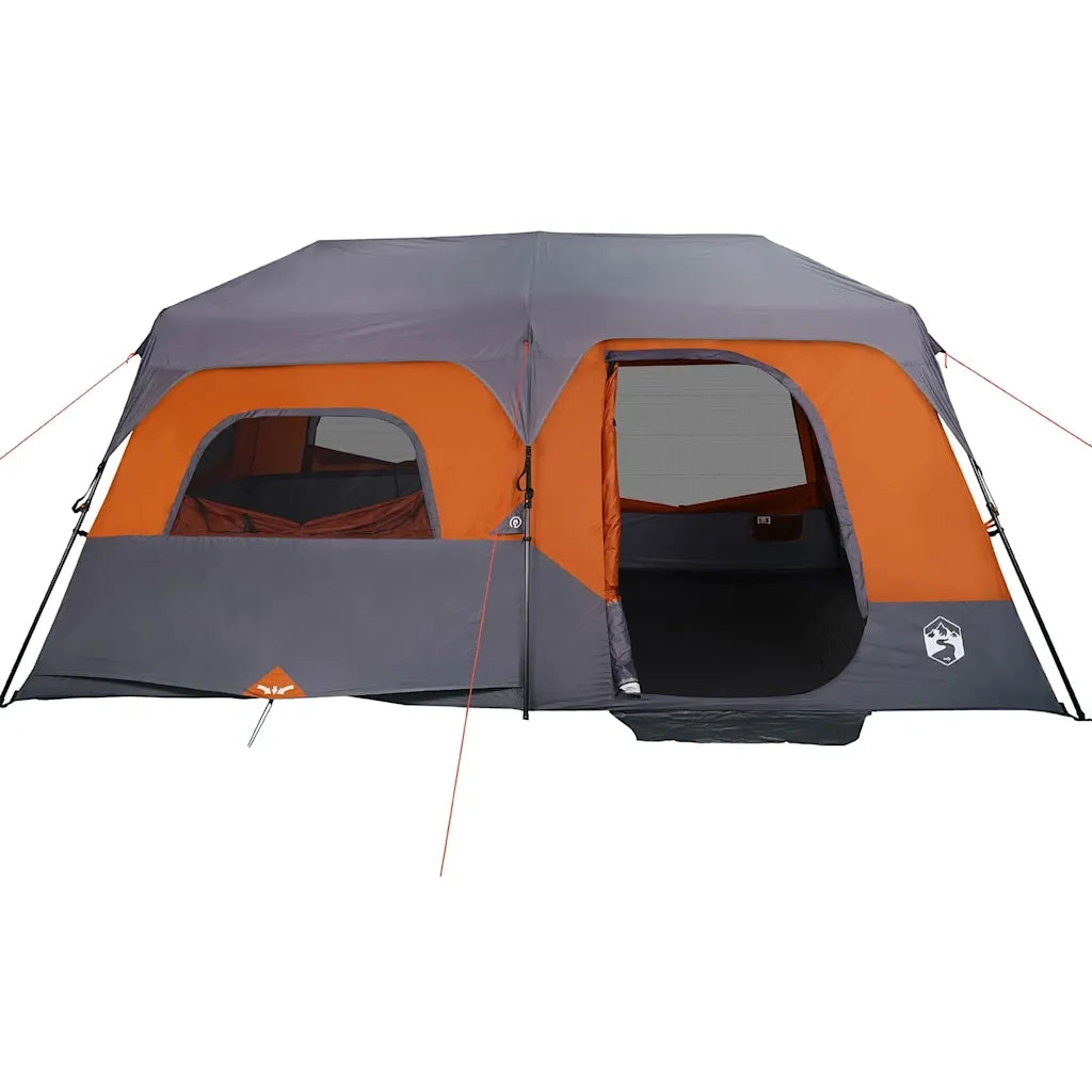 Tenda Campeggio 9 Persone-Tenda per Escursionismo Grigio e Arancione Impermeabile