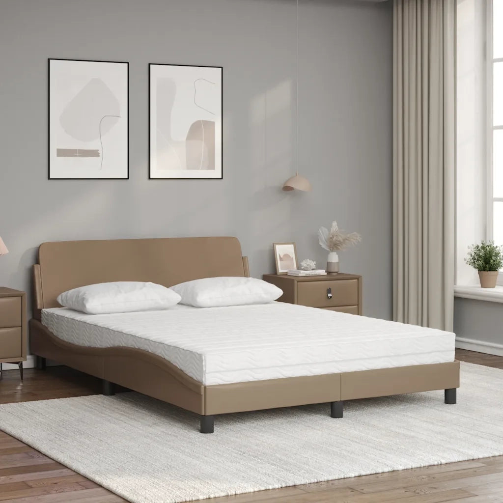 Letto con Materasso-Struttura Letto con Materasso Dover Cappuccino 120x200cm Similpelle