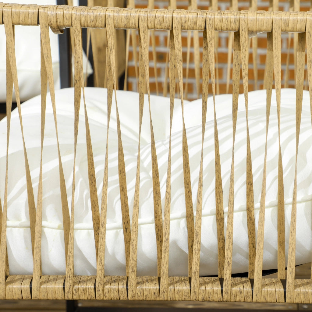 Set Giardino in Polyrattan con 2 Sedie 1 Divano 2 Posti 1 Tavolino e Cuscini Crema ¨C zephmum ¨C 6 Pezzi