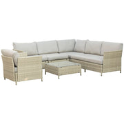 Set Salotto da Giardino Divano Angolare 1 Poltrona e Tavolino Beige