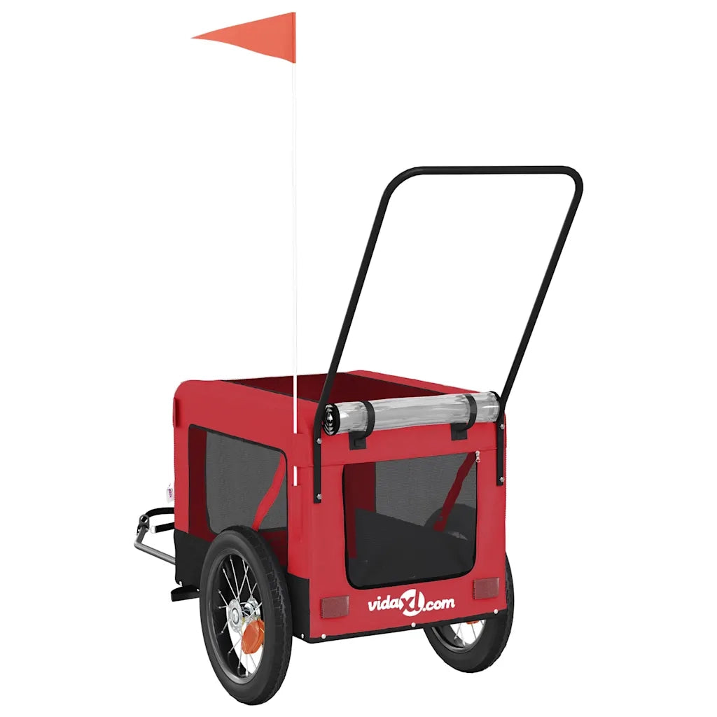 Rimorchio da Bici per Animali Rosso e Nero Oxford e Ferro CFW7977276