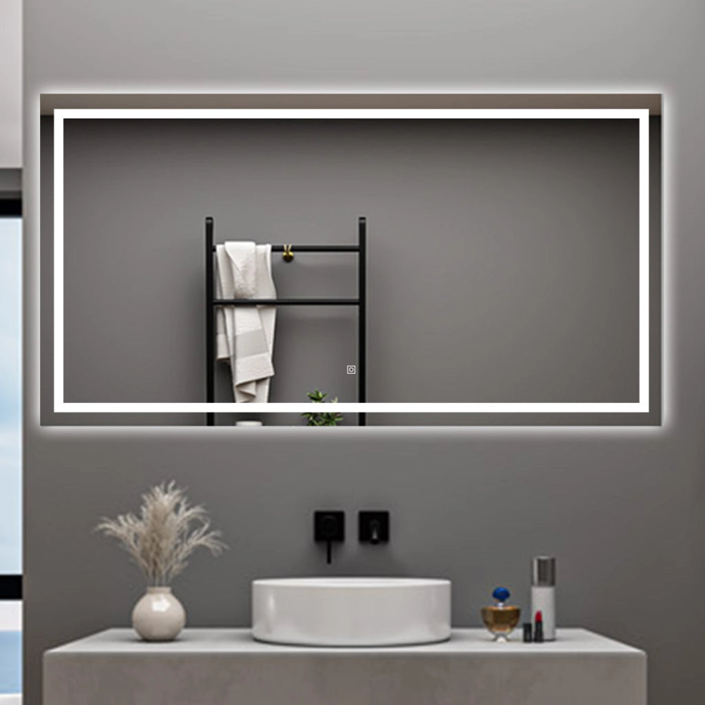 AICA Specchio da bagno  80 x 120 cm, dimmerabile, interruttore touch, Funzione Memoria, antiappannamento