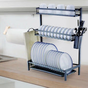 Trade Shop - Scolapiatti Colapiatti Base Appoggio In Acciaio 3 Ripiani 42 X 25x 60 Cm Mj-6014 -