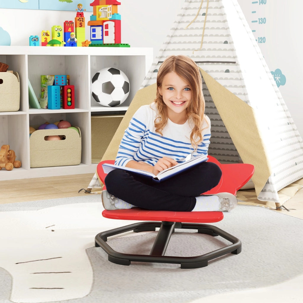 Sedia girevole a 360¡ã con aspetto elefante e base in metallo antiscivolo, Sedia sensoriale per bambini e l'equilibrio Rosso