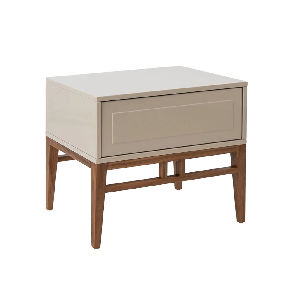 Comodino in legno beige e noce