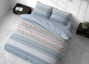 Sacco Copripiumino In 100% Cotone Made Italy Disegno Scia - Matrimoniale - Azzurro