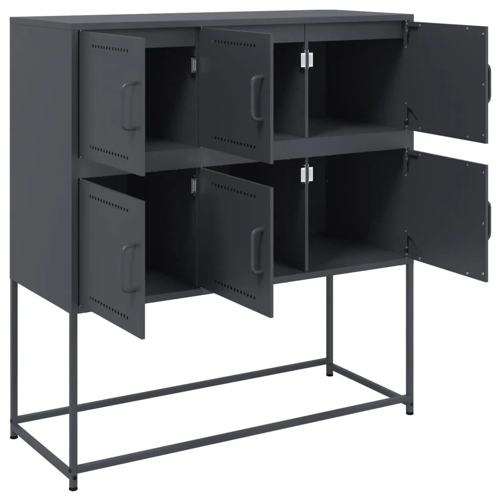 Buffet credenza cassettiera armadio mobile contenitore organizer per cucina soggiorno salotto 100,5 x 39 x 107 cm acciaio antracite 02_0029683