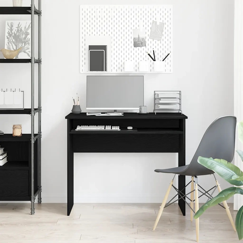 Scrivania Rovere Nero 90x50x74 cm in Legno Multistrato