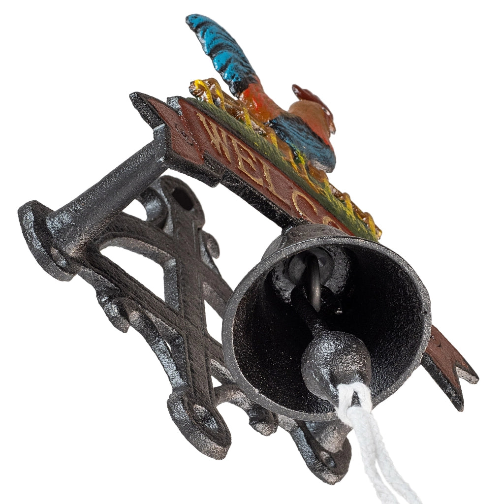 Campanello in ghisa KADAX con decorazione a forma di gallo, stile retrò, ornamentale.
