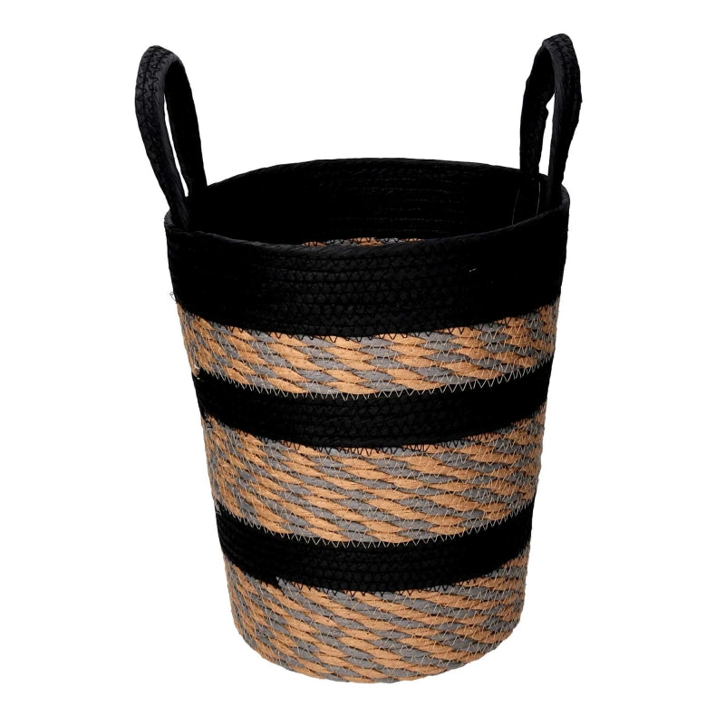Cesta fibra naturale 1-3 naturale e nero tondo cm ø36h40