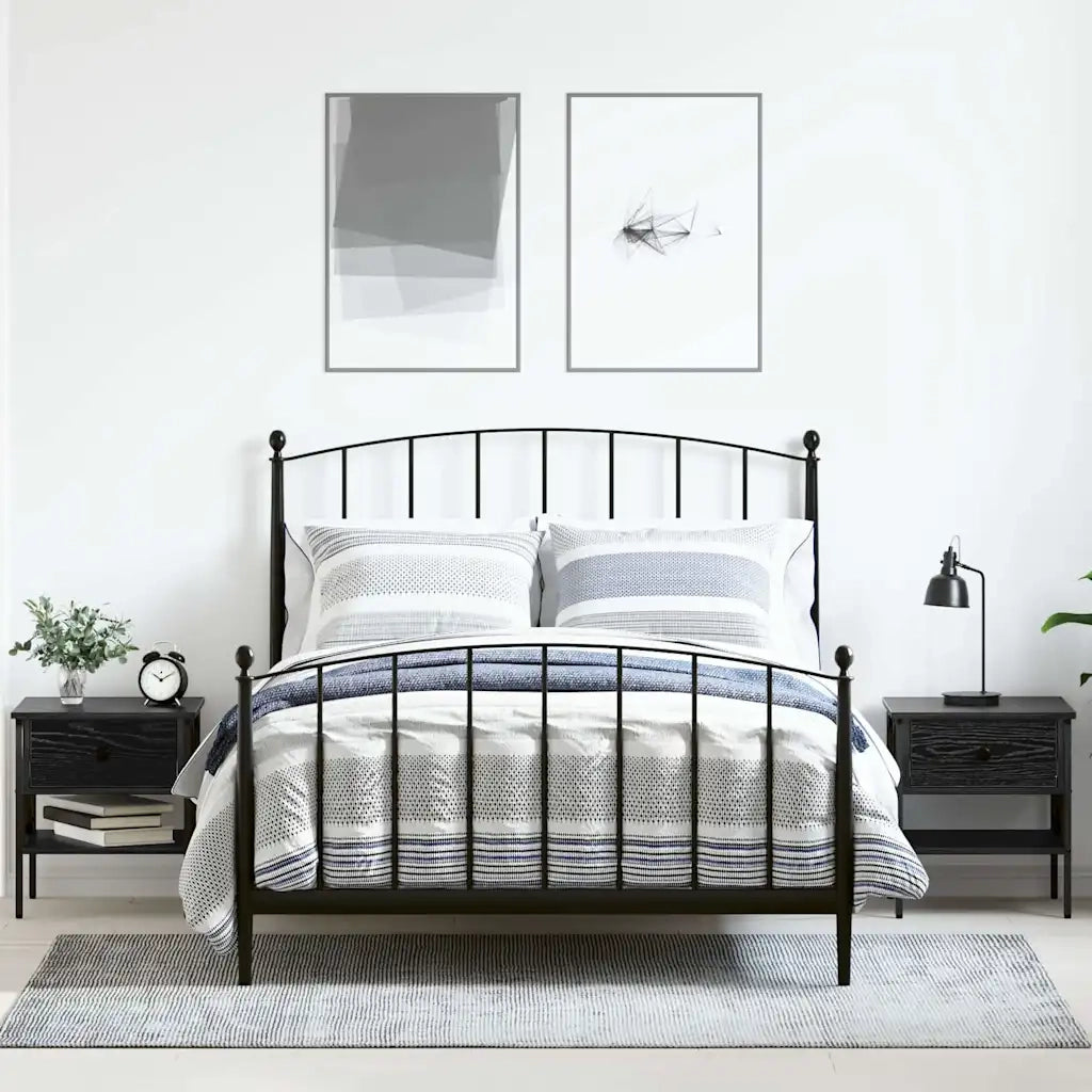 Set di 2 Comodini | Armadio da Notte | Mobiletto da notte con cassetto Rovere nero 40 x 42 x 45 cm