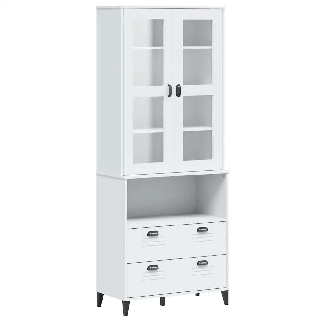 Credenza VIKEN Bianca 80x40x200 cm in Legno Massello di Pino