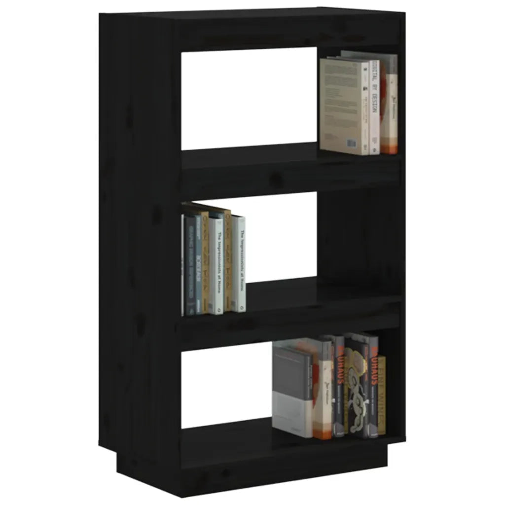 Libreria/Divisorio Nero 60x35x103 cm in Legno Massello di Pino 810868