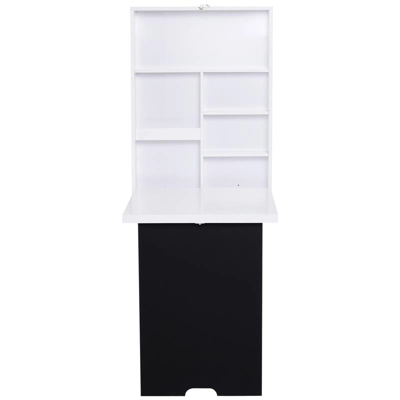TAVOLO SCRIVANIA PIEGHEVOLE A MURO CON LAVAGNA 60 X 94.5 X 147 CM BIANCO E NERO