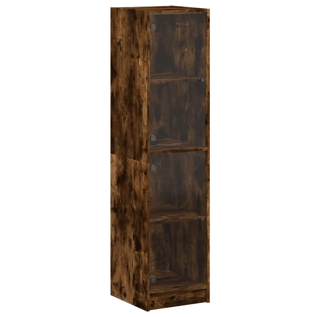 Credenza | Madia | Buffet da pranzo | Armadio da pranzo con Ante in Vetro Rovere Fumo 35x37x142 cm
