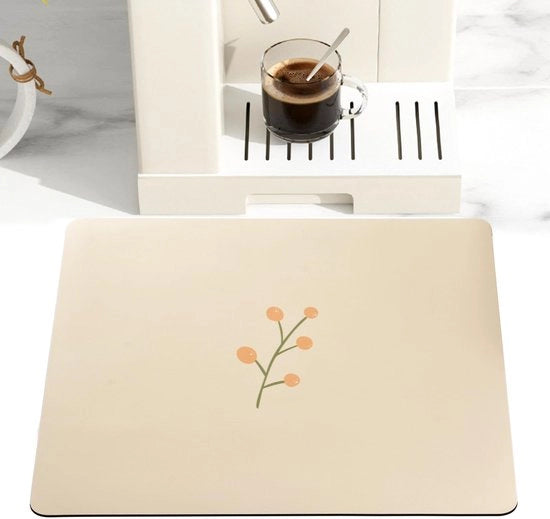 Mat di asciugatura per cucina, 40x50cm, mat di asciugatura per macchina del caffè, mat di asciugatura per gatto, mat di asciugatura assorbente, fondo antiscivolo in gomma, accessori per la cucina, macchina del caffè (crème)