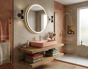 Lavabo rettangolare da appoggio senza troppo pieno in ceramica con foro rubinetto - Salmone Opaco