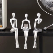 Decorazioni da Parete Argentate, 3 Pezzi, Decorazioni per Plinthe, Arte Moderna Abstracta per Sala da Pranzo, Libreria, TV, Cassetto e Decorazioni per la Camera da Pranzo