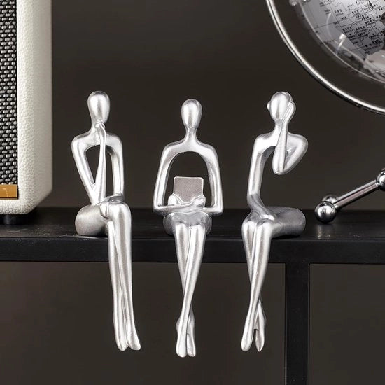 Decorazioni da Parete Argentate, 3 Pezzi, Decorazioni per Plinthe, Arte Moderna Abstracta per Sala da Pranzo, Libreria, TV, Cassetto e Decorazioni per la Camera da Pranzo