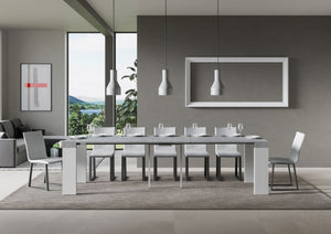 Consolle Allungabile 90-300x40x77 cm in Nobilitato Grigio e Bianco