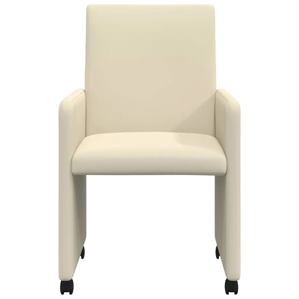 Sedie da Pranzo con Ruote con ruote 2 pcs Crema 57 x 66 x 94 cm