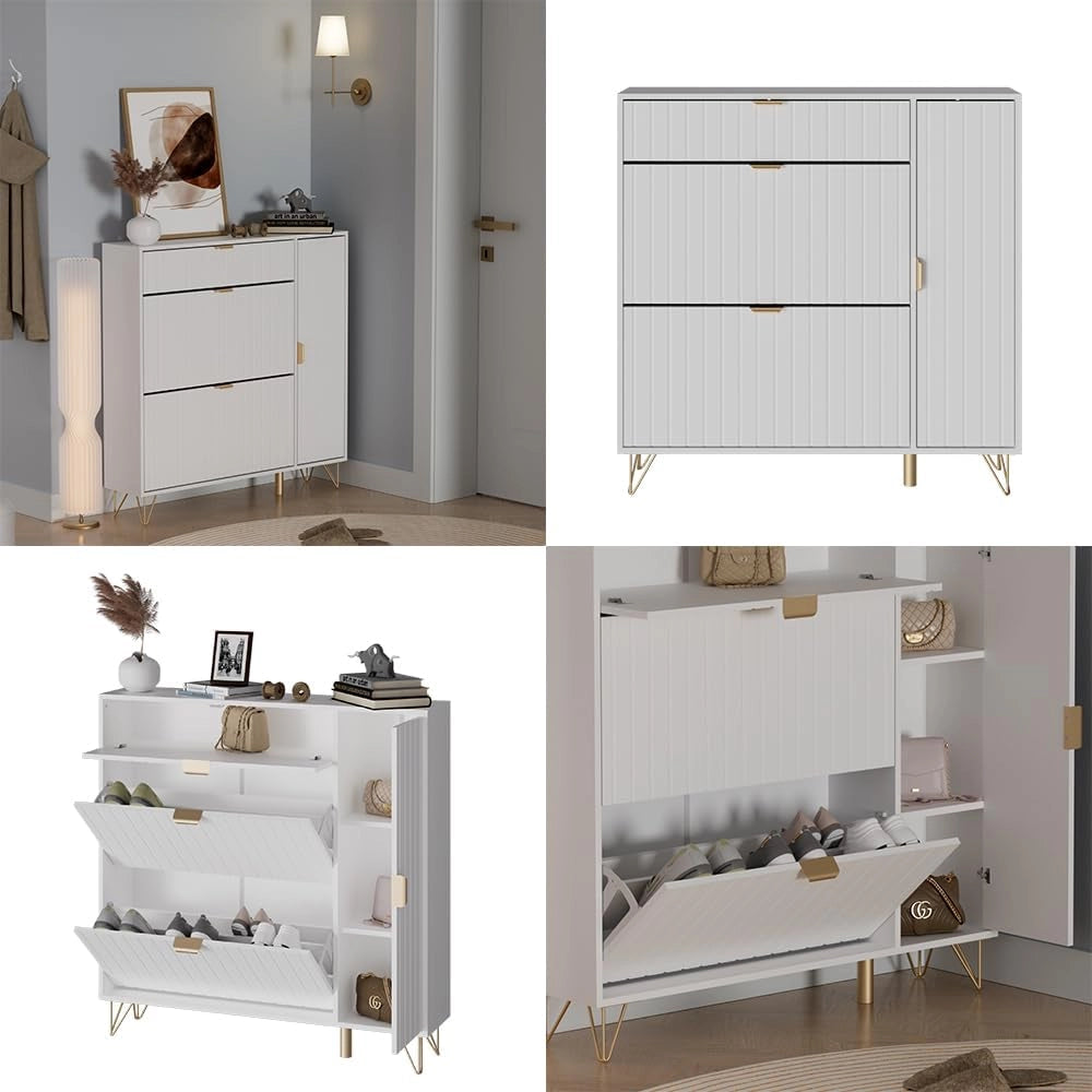 Mobile porta scarpe Helge, Bianco, 108 x 107.5 cm