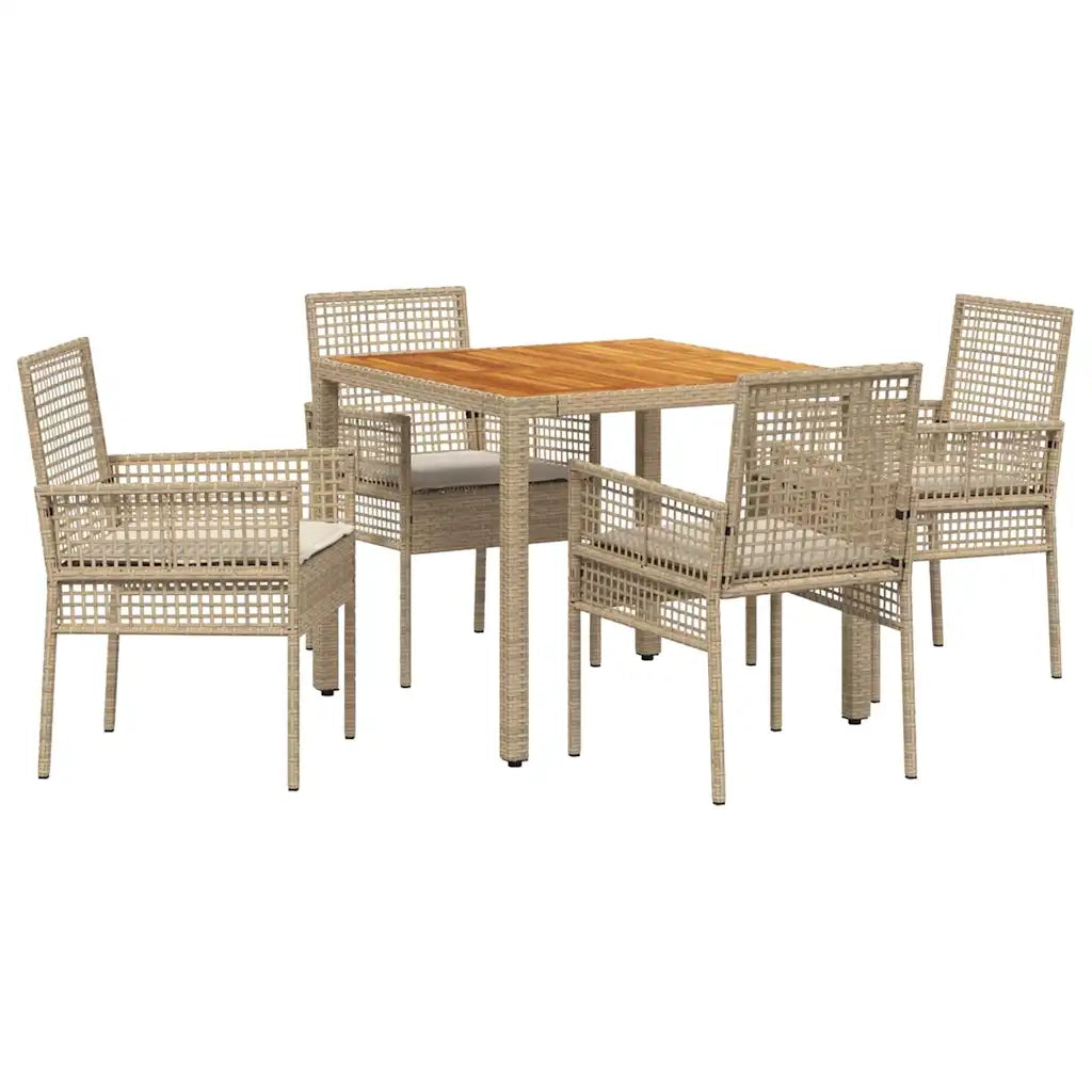 Set da Pranzo per Giardino 5 pcs Beige polyrattan 3334918