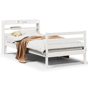 Letto singolo | Letto per adulti | Giroletto con Testiera senza Materasso Bianco 100x200 cm