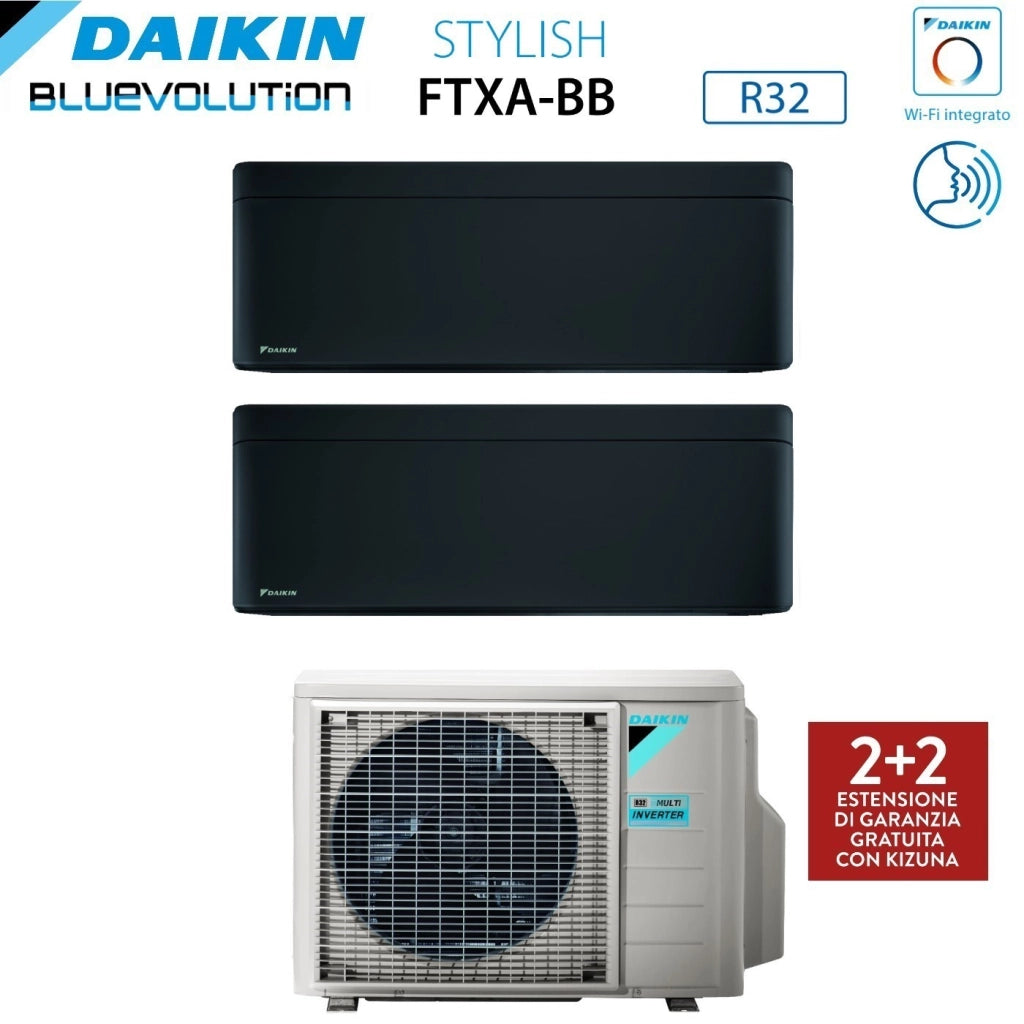 Condizionatore Dual Split Daikin Stylish Total Black 9+9 con 2MXM40A R-32 Wi-Fi Integrato Nero Garanzia Italiana