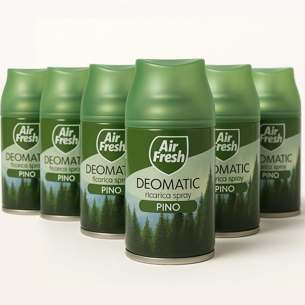 Air Fresh Deomatic Ricariche Profumatore Ambiente 6x250ml Spray Pino Antiodore