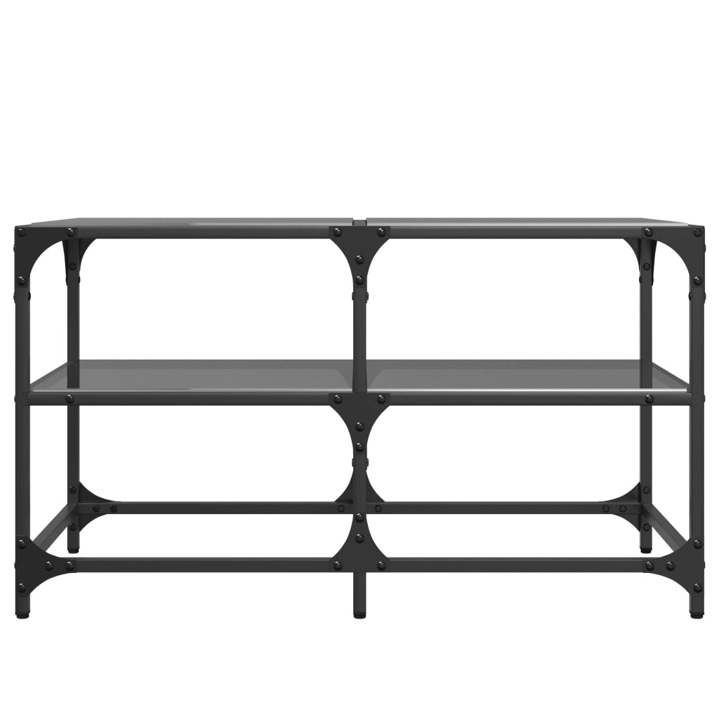 Tavolino con Piano in Vetro Nero 78,5x40x45 cm Acciaio 846011