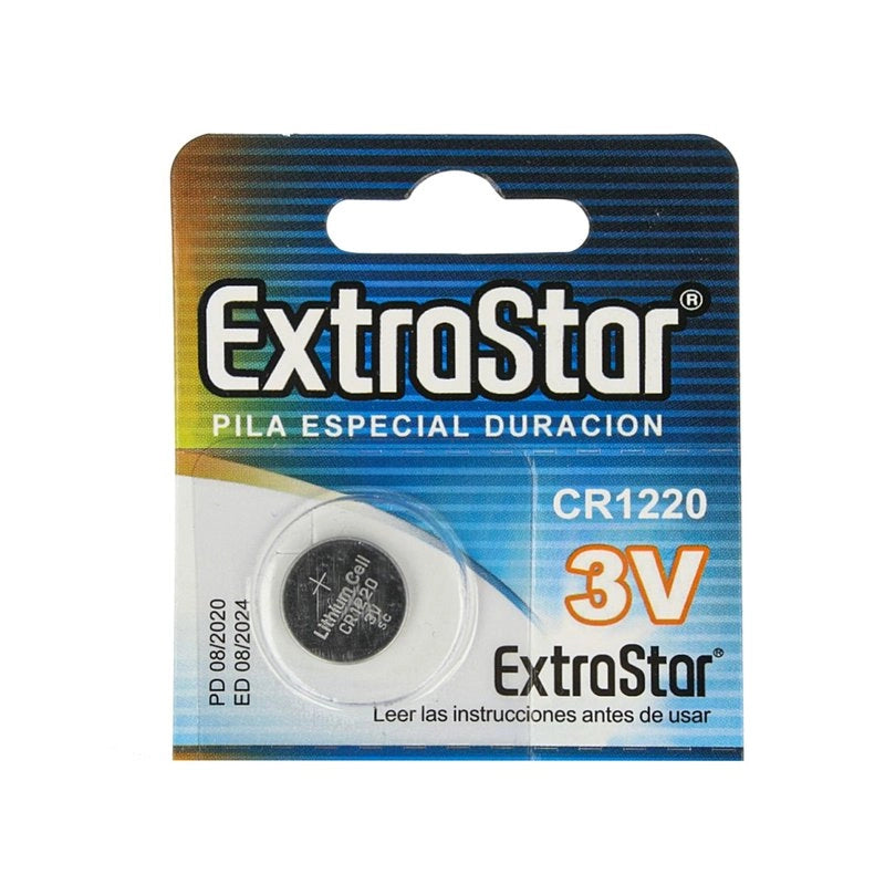 Pila Batteria A Bottone Extrastar CR1220 3V Confezione Da 5 Pile