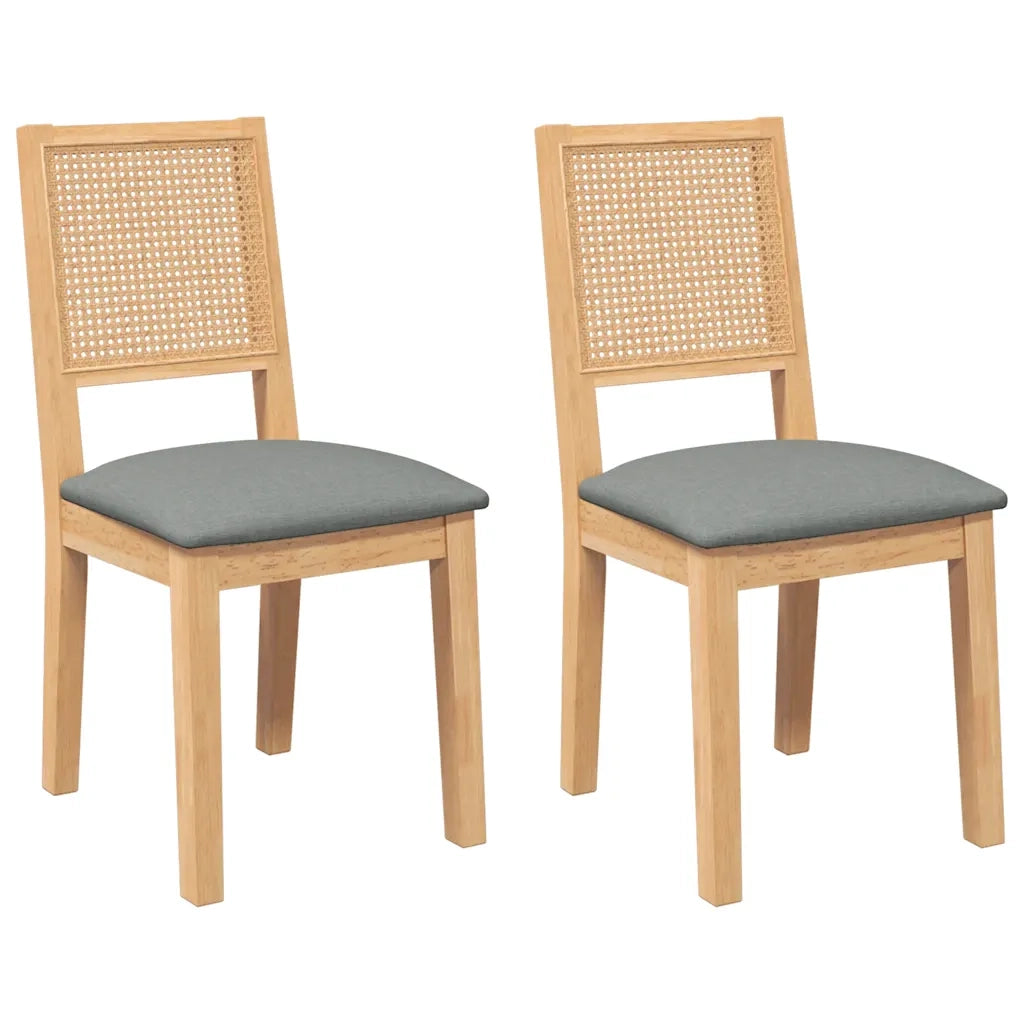 Sedie da Pranzo con Cuscini 2 pz in Legno Massello di Hevea