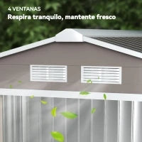 Casetta da Giardino Porta Utensili in Lamiera con Porte Scorrevoli, 213x130x185 cm, Grigio