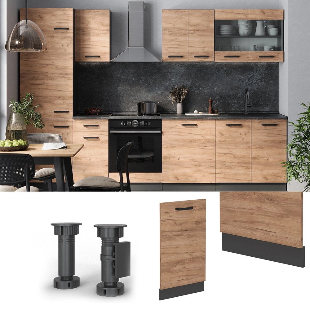Pannello frontale R-Line Rovere dorato/Antracite 45 cm senza piano di lavoro Vicco